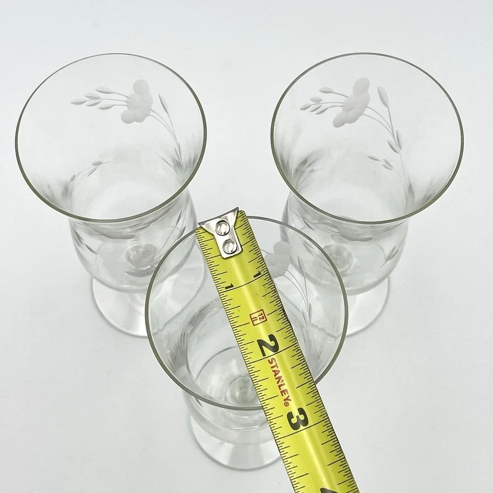Princess House Heritage Etched Floral Parfait Dessert Glasses Set Of 3‎